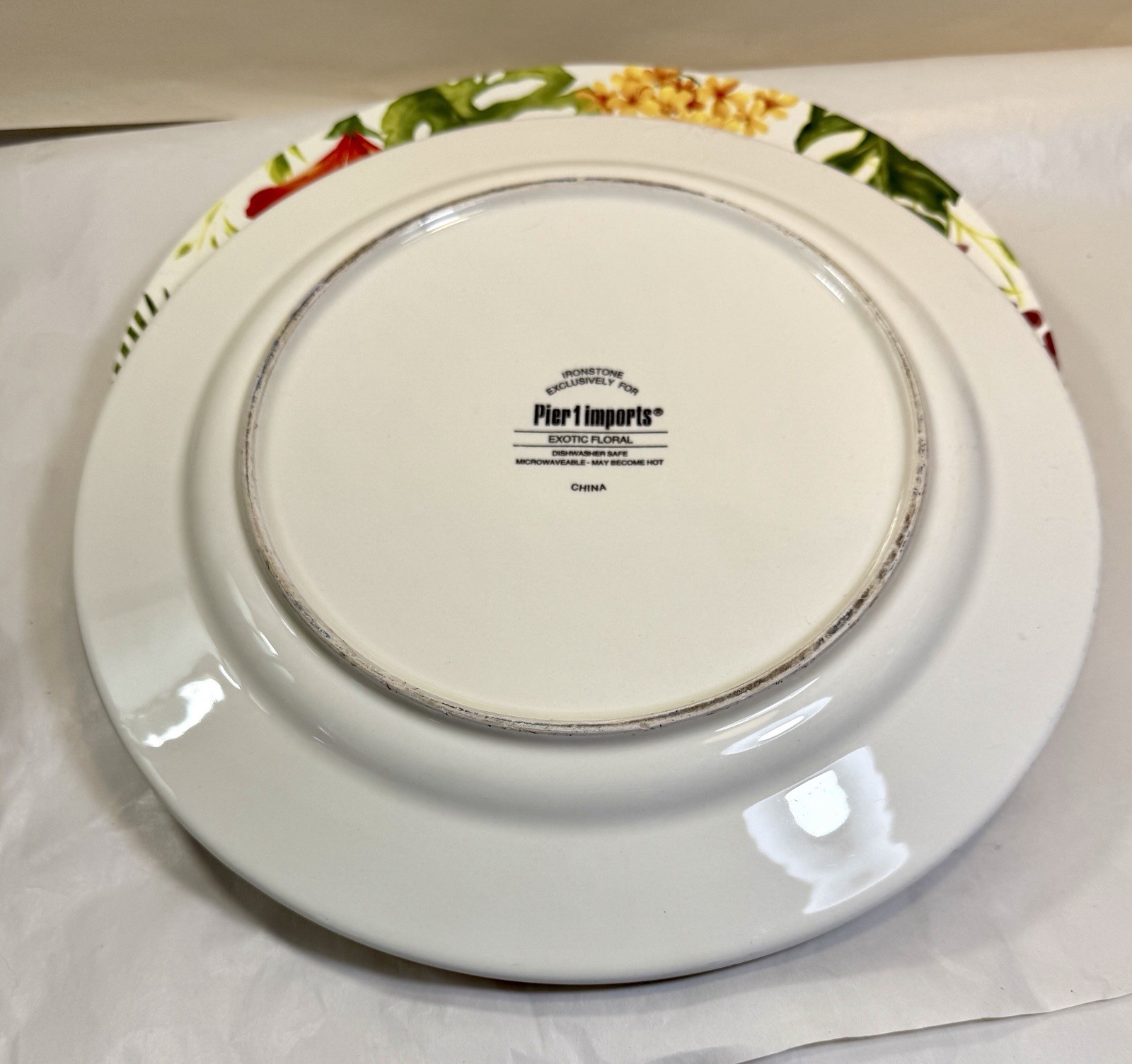 Pier 1 Exotic Floral 11 Inch Dinner Plates Lot Of 3 Ironstone Exclusive - Image 4
