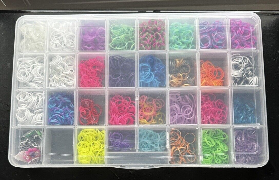 Rainbow Loom Rubber Bands - Hundreds of Brand New, MultiColor in Compartment Box - Image 1