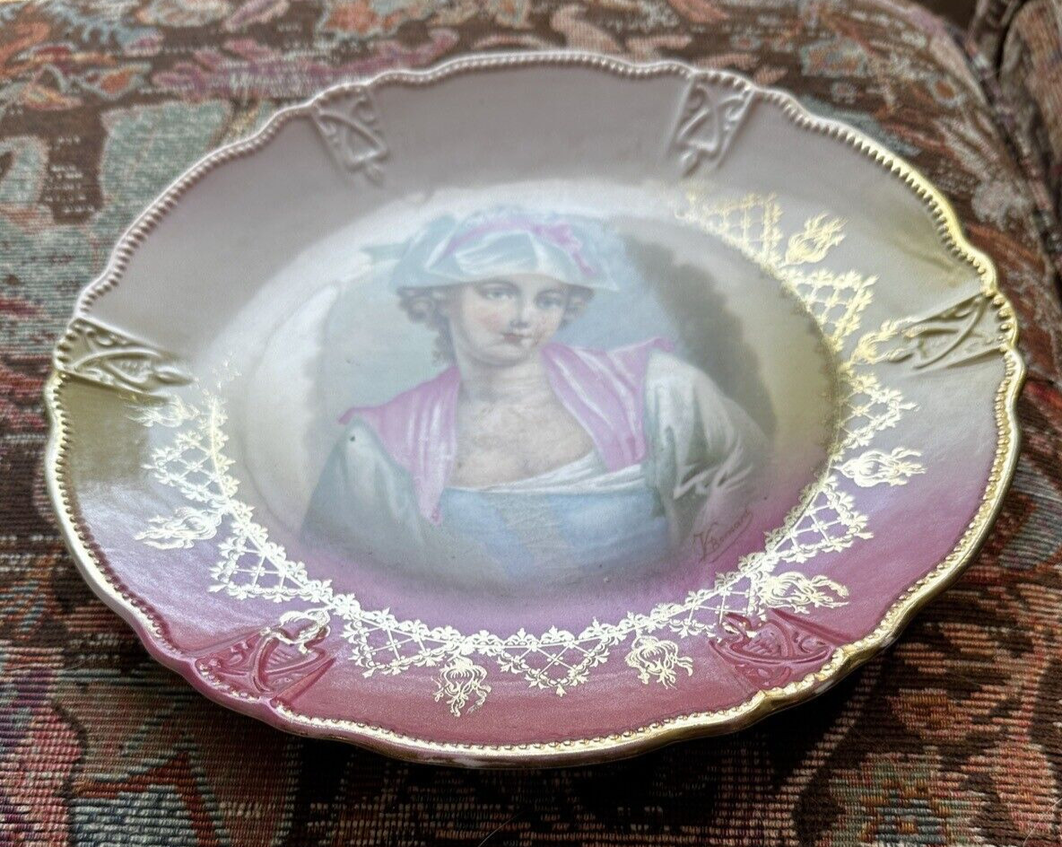 Vintage German Blenheim China Portrait Wall Plate - 9 1/2 Inches - Image 1