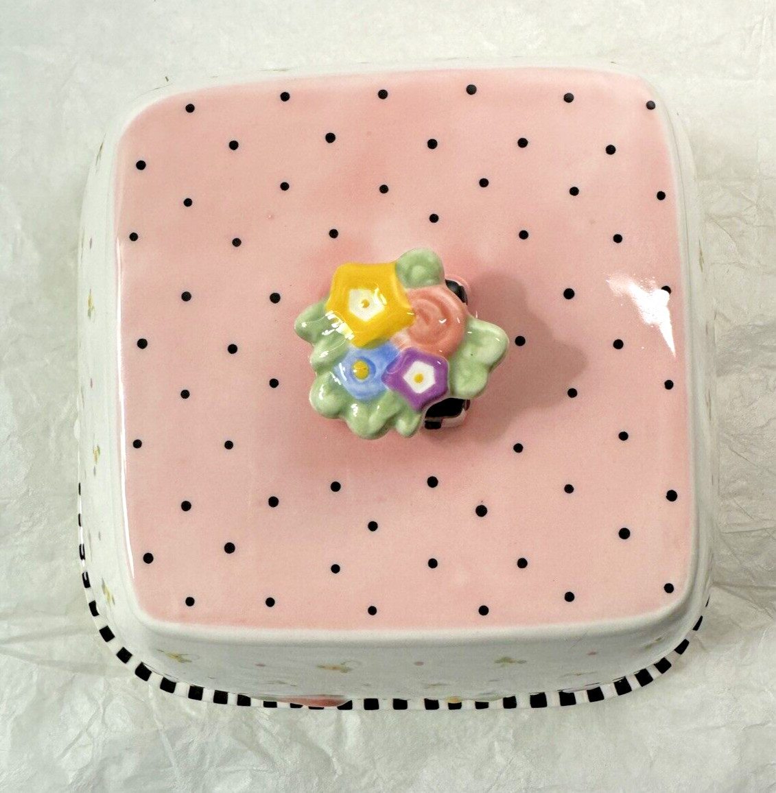 Mary Engelbreit Covered Cheese Plate - Pink Floral - Image 4