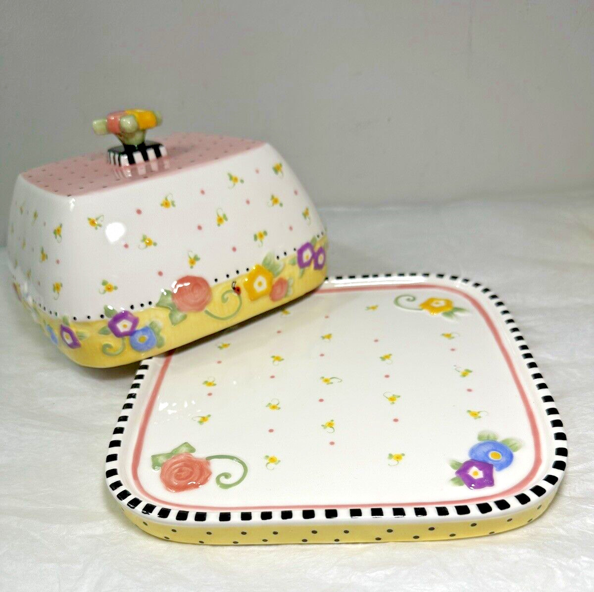 Mary Engelbreit Covered Cheese Plate - Pink Floral