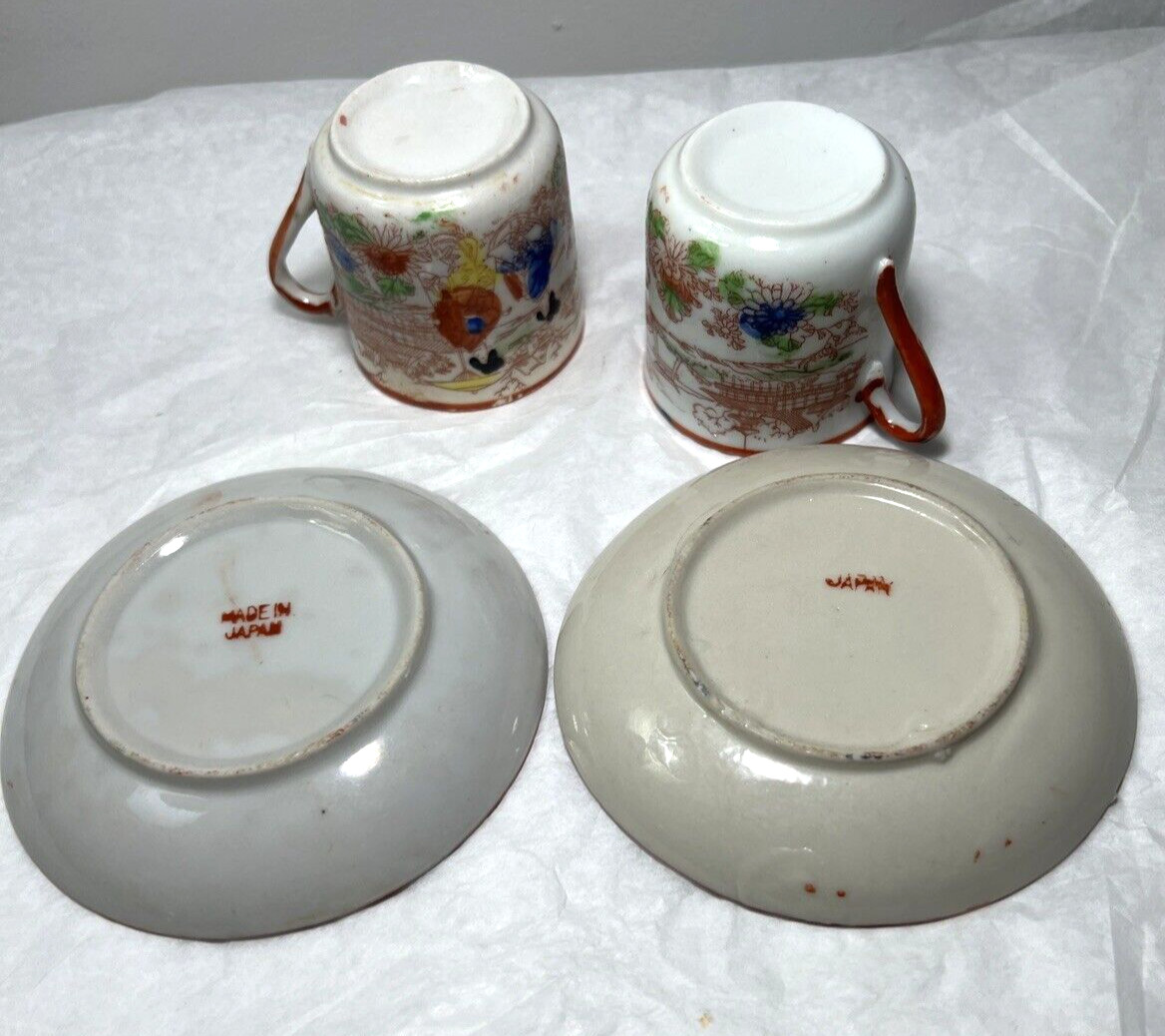 Vintage Geisha Girl Japanese Teacups & Saucers, Japanese Gardens,  Asian Decor - Image 5