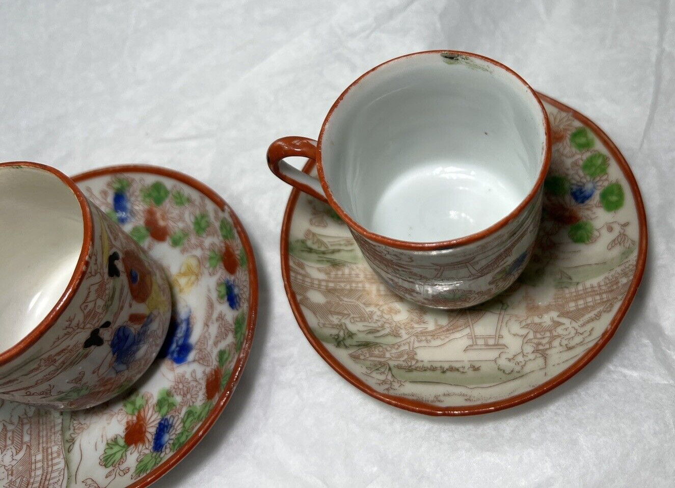 Vintage Geisha Girl Japanese Teacups & Saucers, Japanese Gardens,  Asian Decor - Image 7
