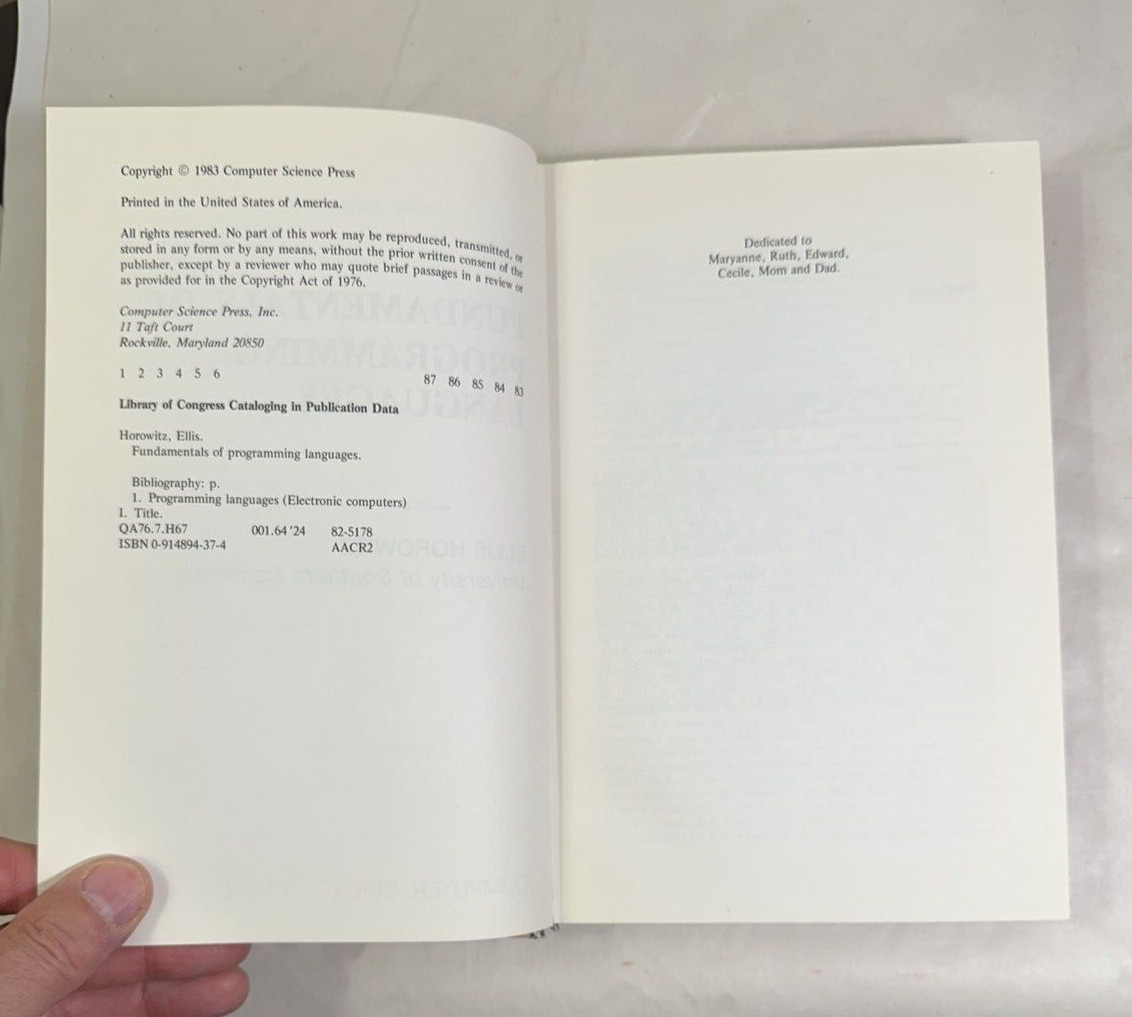 Fundamentals of Programming Languages by Ellis Horowitz (Hardcover) - First Ed. - Image 2