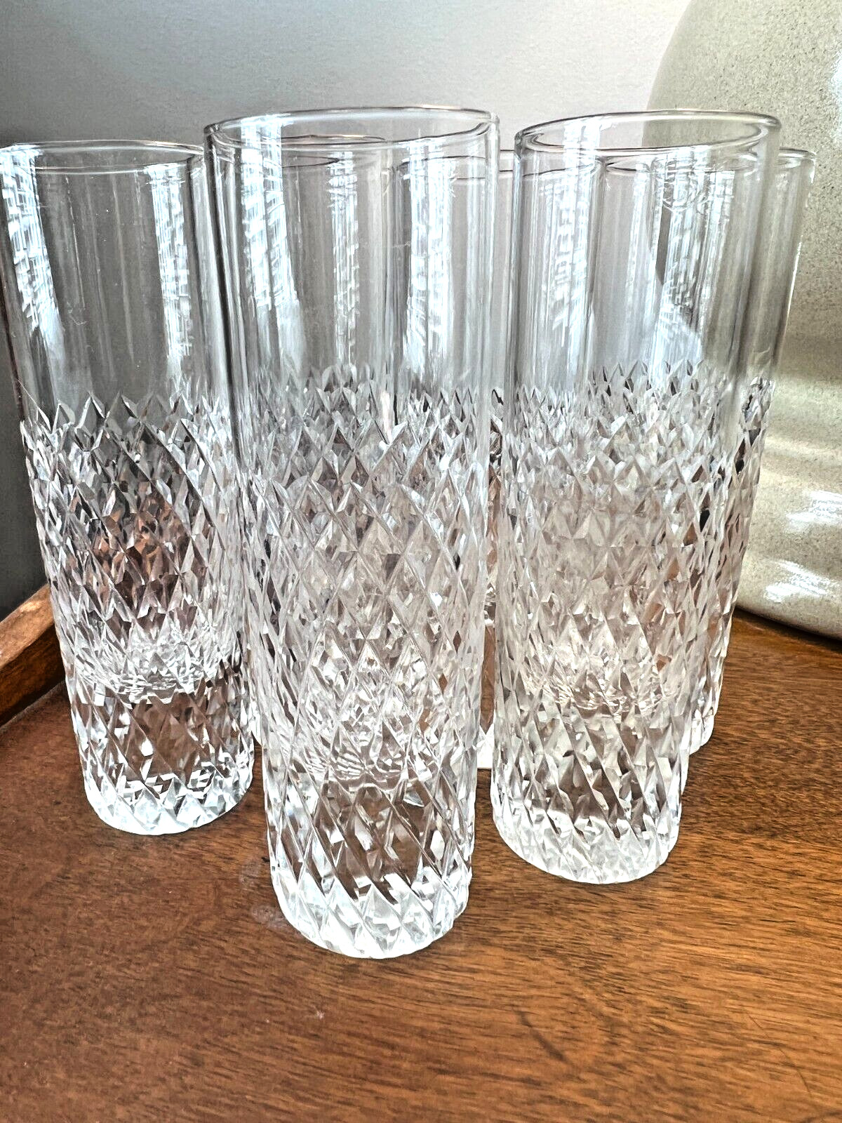 Set of 6 Diamond Cut Shot Glasses - 5 inches tall - Image 3