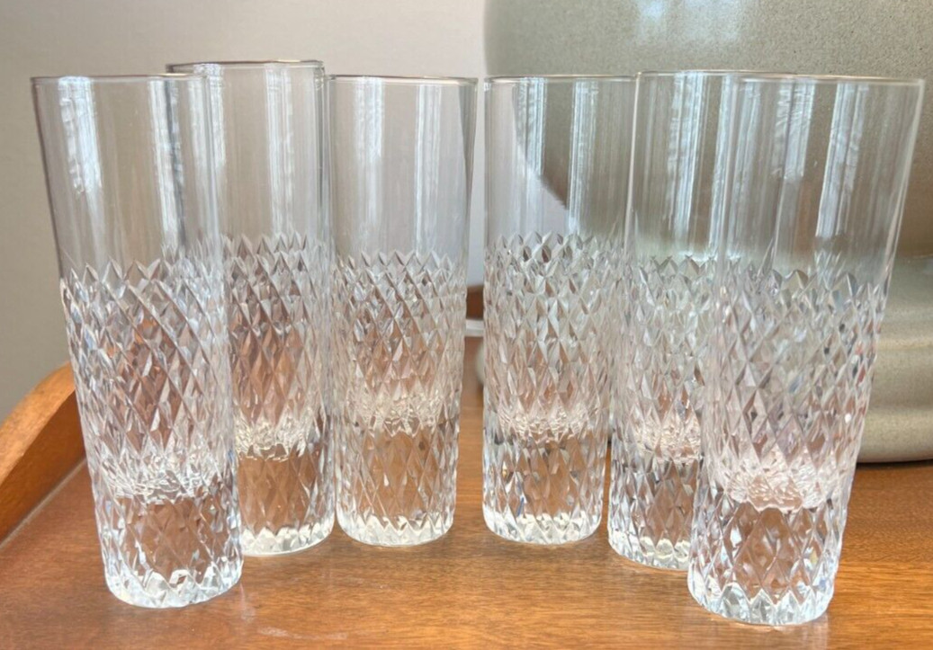Set of 6 Diamond Cut Shot Glasses - 5 inches tall