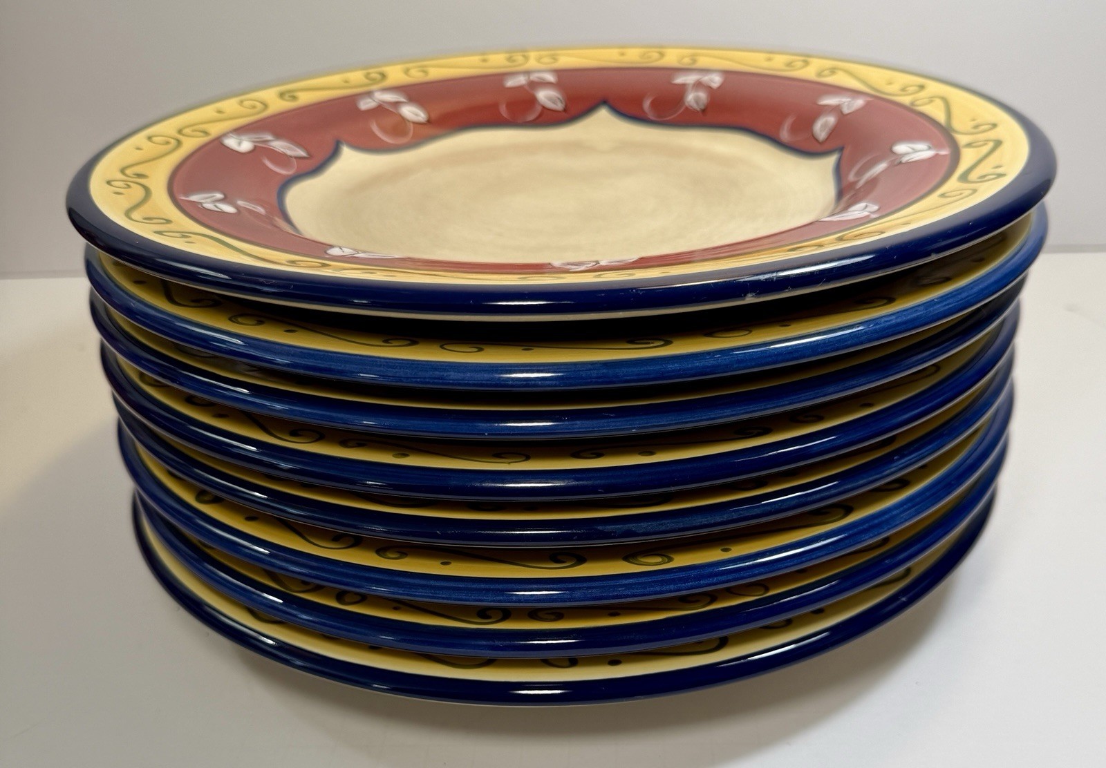 Set of 2 Pier 1 Vallarta Dinner Plates - Handpainted Earthenware - 11-1/8" - EUC - Image 5