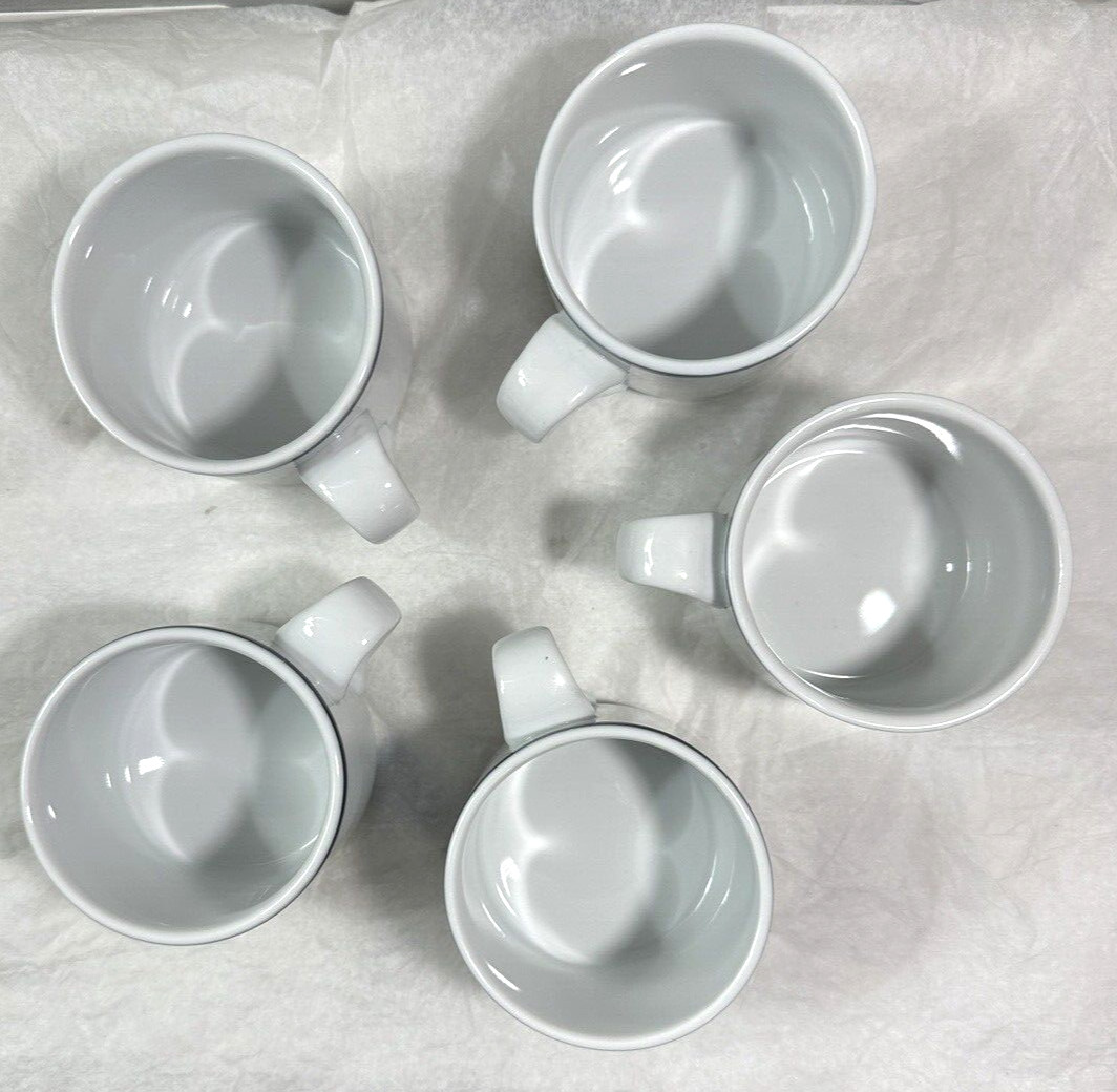Five (5) Dansk Bistro Coffee / Tea Cups- Christianshavn Blue Stripe - Portugal - Image 4