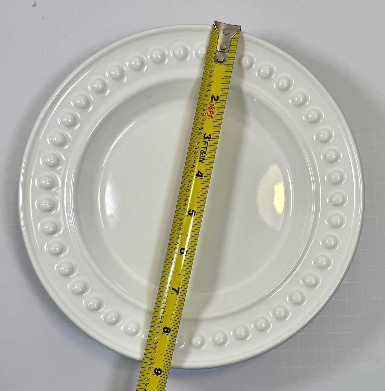 Set of 4 Fapor Delmar White Salad 8-3/4” Plates Raised Embossed Dots - UNUSED - Image 2