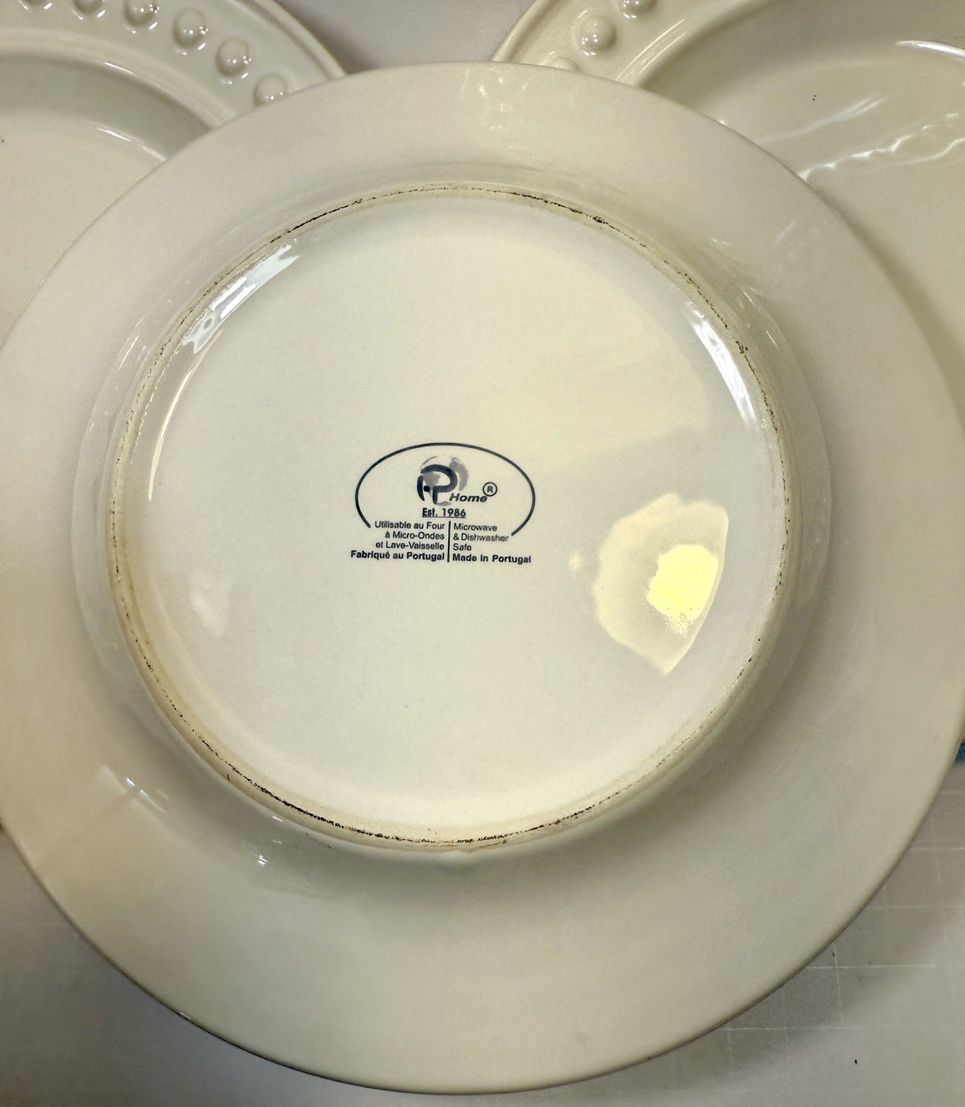 Set of 4 Fapor Delmar White Salad 8-3/4” Plates Raised Embossed Dots - UNUSED - Image 4