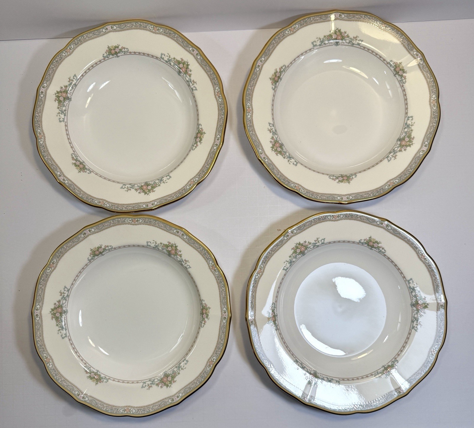 Set of 4 Mikasa Bone China Bridal Bouquet Rimmed Soup - 8-7/8" - UNUSED NOS - Image 3