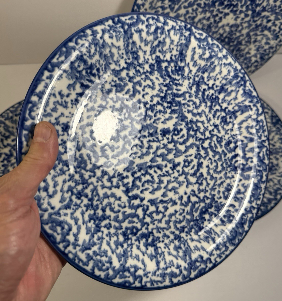 Set of 4 Gibson Blue Splatter Spongeware Dinner Plates - 10-1/4" - Image 3