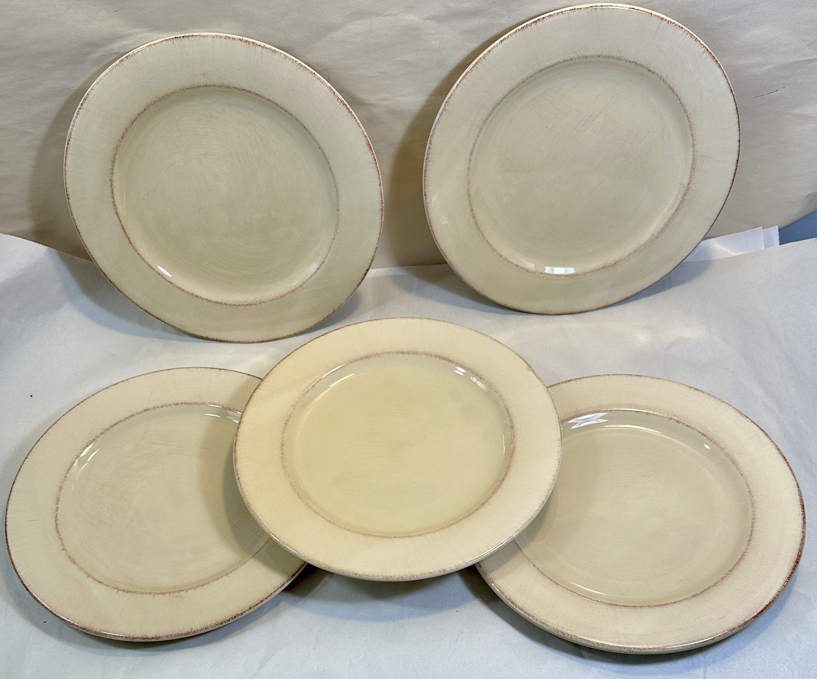 Pier 1 Salad Plates Toscana Ivory 8.75” Set of 5 Hand Painted Italy -  Unboxed - Image 1