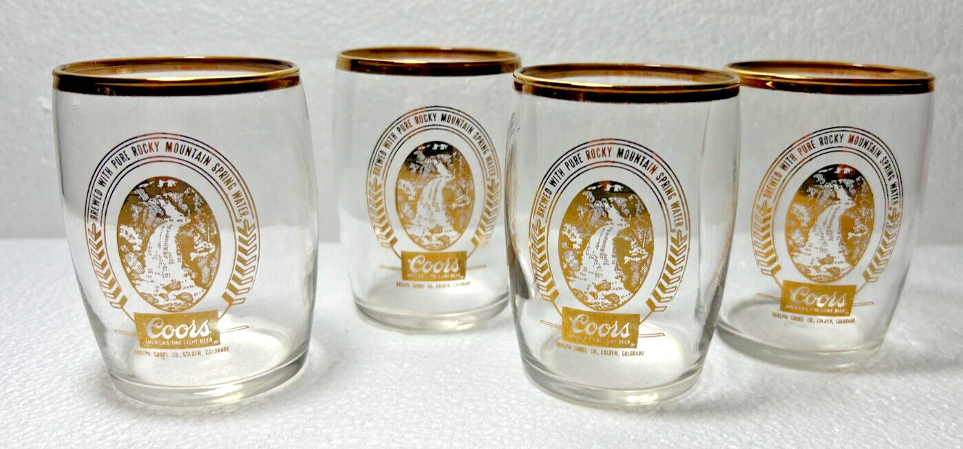 Set of Four (4) Vintage Small Coors Glasses 3.25" Tumbler Beer