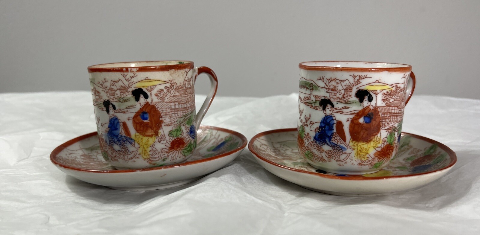 Vintage Geisha Girl Japanese Teacups & Saucers, Japanese Gardens,  Asian Decor