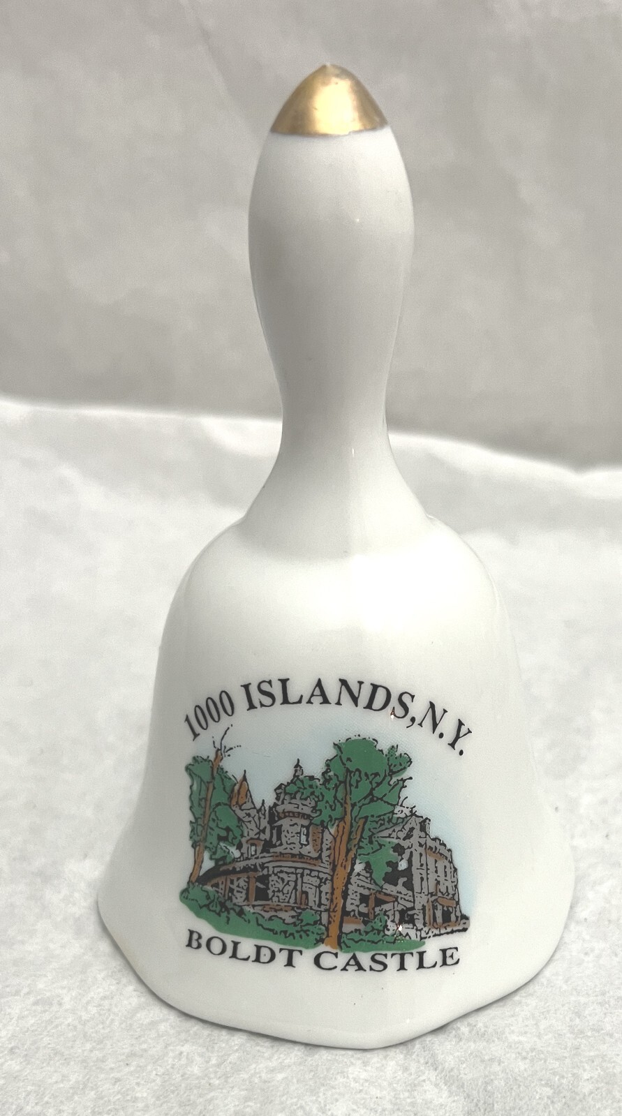 Vintage Travel Souvenir - Boldt Castle Porcelain Bell 4.5" - Thousand Islands NY