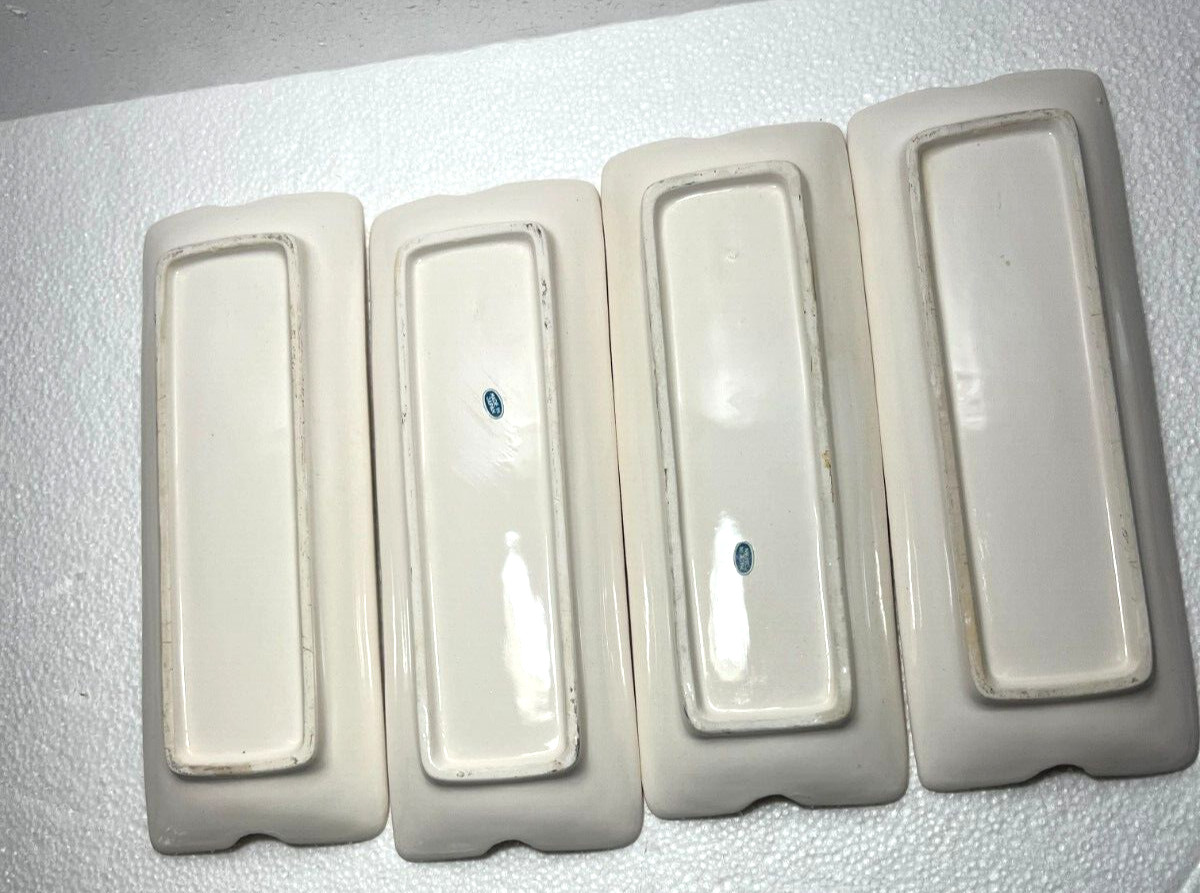 White Ceramic Corn Cob Plates Holders Set of 4 - Made in Japan - Image 3