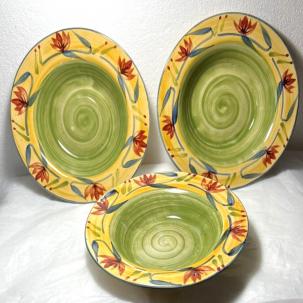 Three (3) Pier 1 Elizabeth Rimmed Soup Bowls - 9 3/4 inches