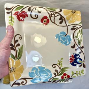 One Square Dinner Plate - Jardine by Vida By Eva Mendes - 10-3/4" - Immaculate