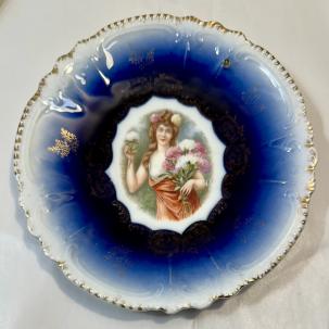 Royal Bavarian China P.M.B Germany Cobalt Plate - Manufacturing Defect