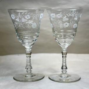 Set of Two (2) Libbey Rock Sharpe Halifax #3005-2 Stemmed Water Goblets - MINT
