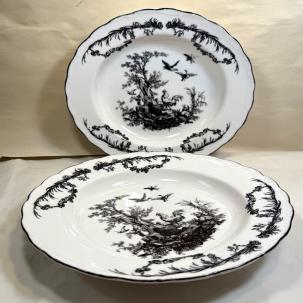 Aux Au Provence Rooster Soup Pasta Bowls Black French Country - Set of 2