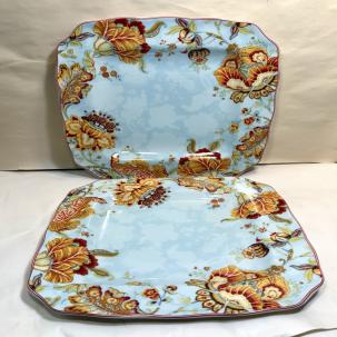 222 Fifth Gabrielle Spring Blue 11" Dinner Plates - Set of 2