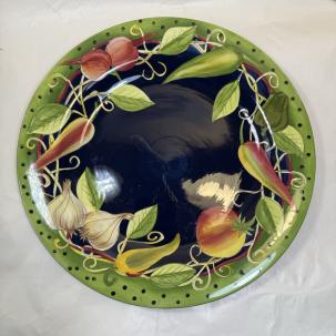 Laurie Gates Pottery Hand Painted Platter - 11-3/4" - Glazed, EUC