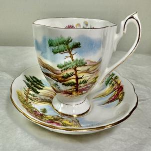 Vtg Famous Poets by Robert Burns Teacup & Saucer Queen Anne Bone China - England