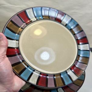 Set of 5 (Five) Gibson Designs Tabella Mosaic Dinner Plates - 11-3/4" - EUC