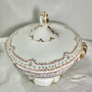 Jean Pouyat J.P.L Limoges Hand Painted Covered Vegetable Dish - Circa 1895