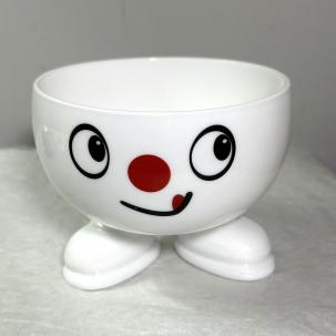 Vintage ARC International France Yummy Happy Smiley Face Footed Milk Glass Bowl