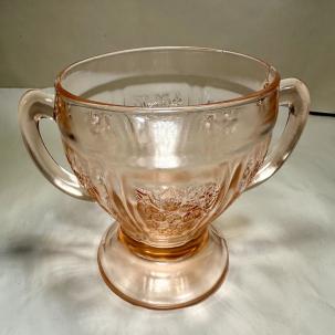 Federal Sharon Cabbage Rose Pink Depression Glass Sugar Bowl