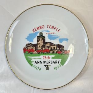 Zembo Temple 75th Anniversary Ceramic Commemorative Plate, 1904-1979 - Mint